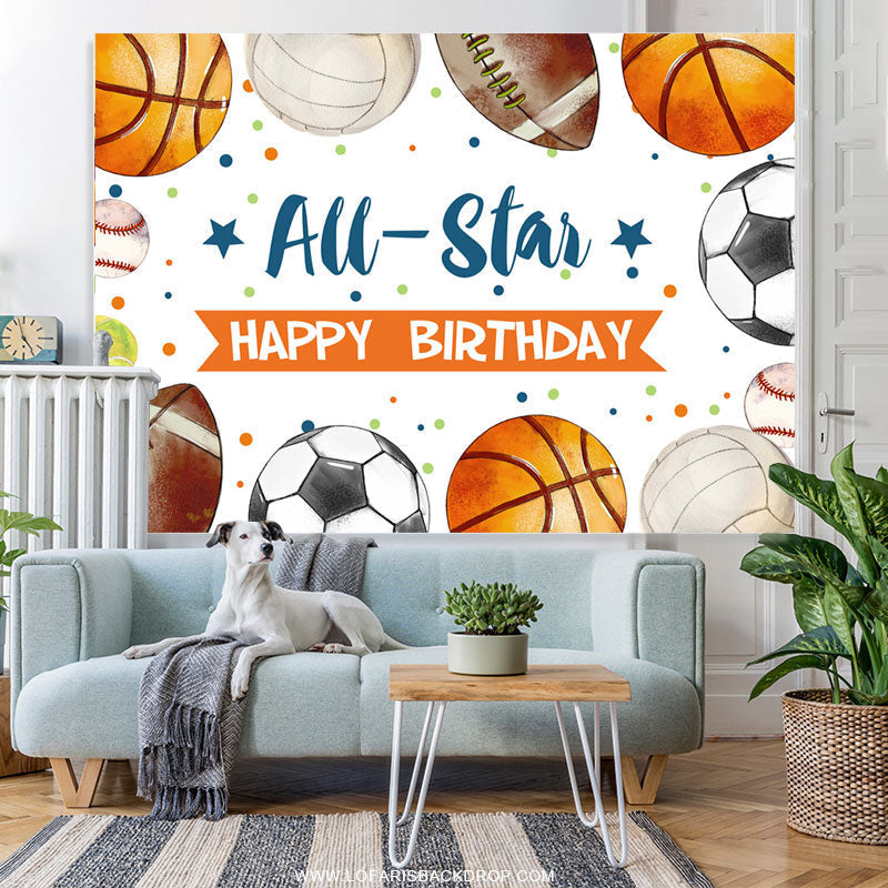 Lofaris Allstar Sport Theme Happy Birthday Backdrop For Boy