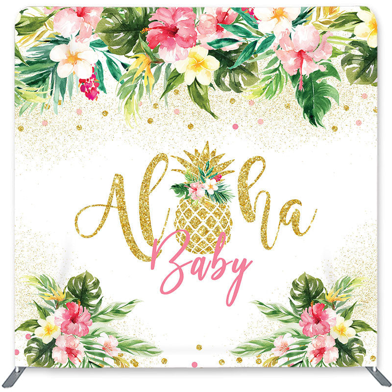 Lofaris Aloha Baby Flower Double-Sided Backdrop for Shower