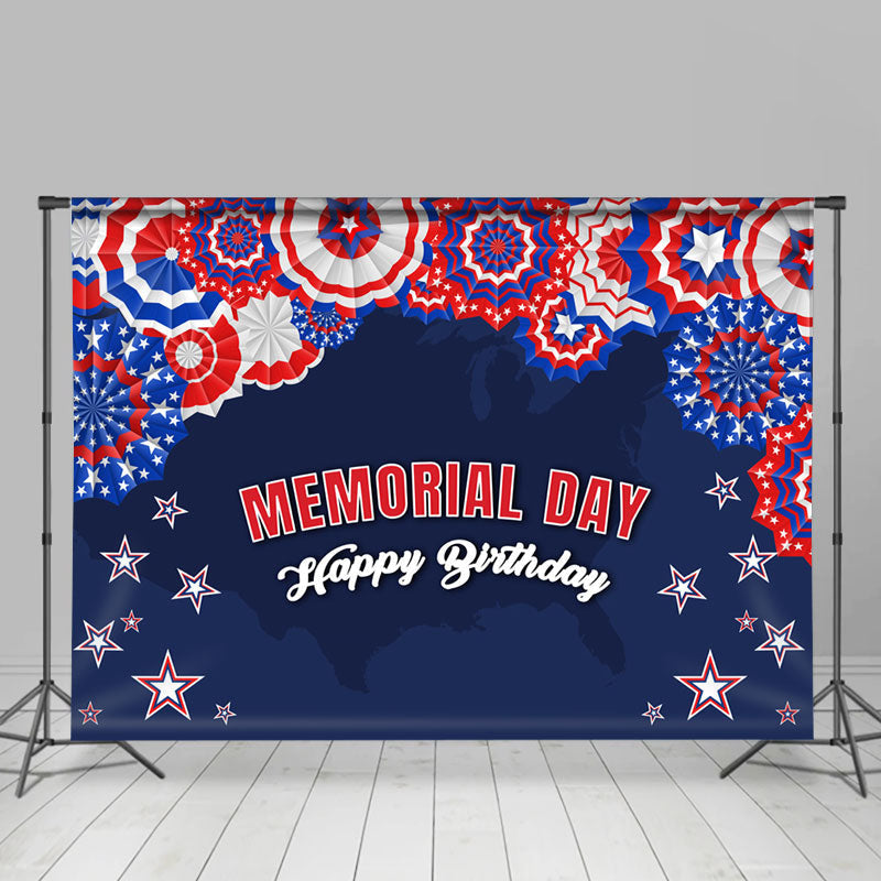 Lofaris American Flag And Paper Fan Memorial Day Backdrop