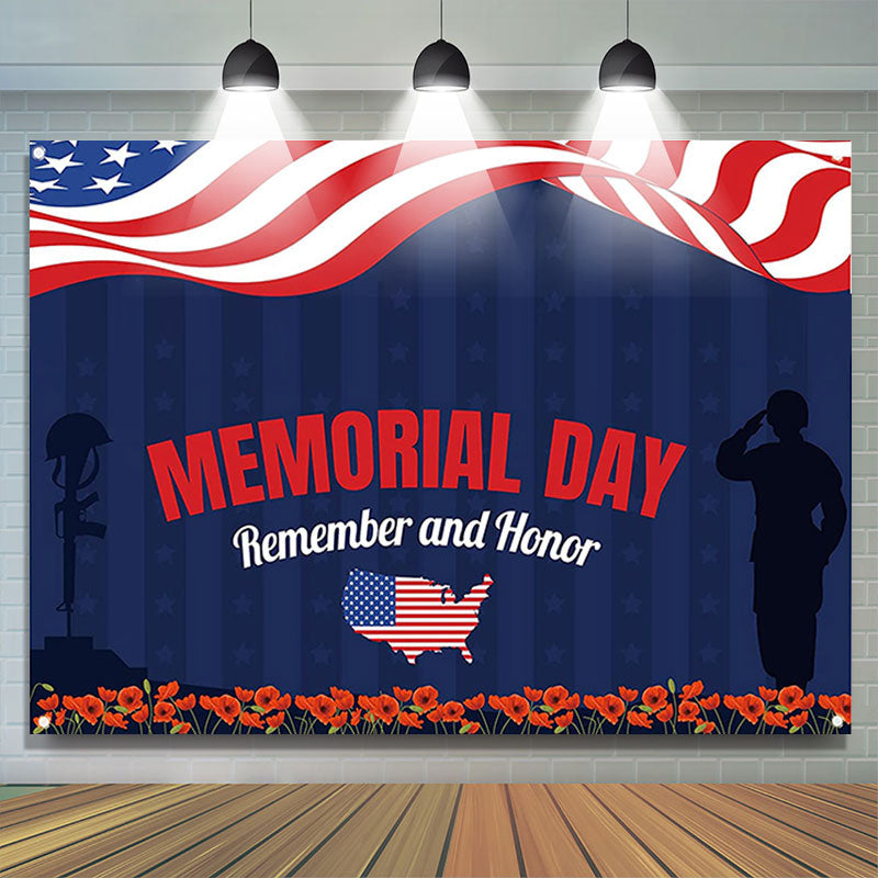 Lofaris American Flag Map Decorations Memorial Day Backdrop