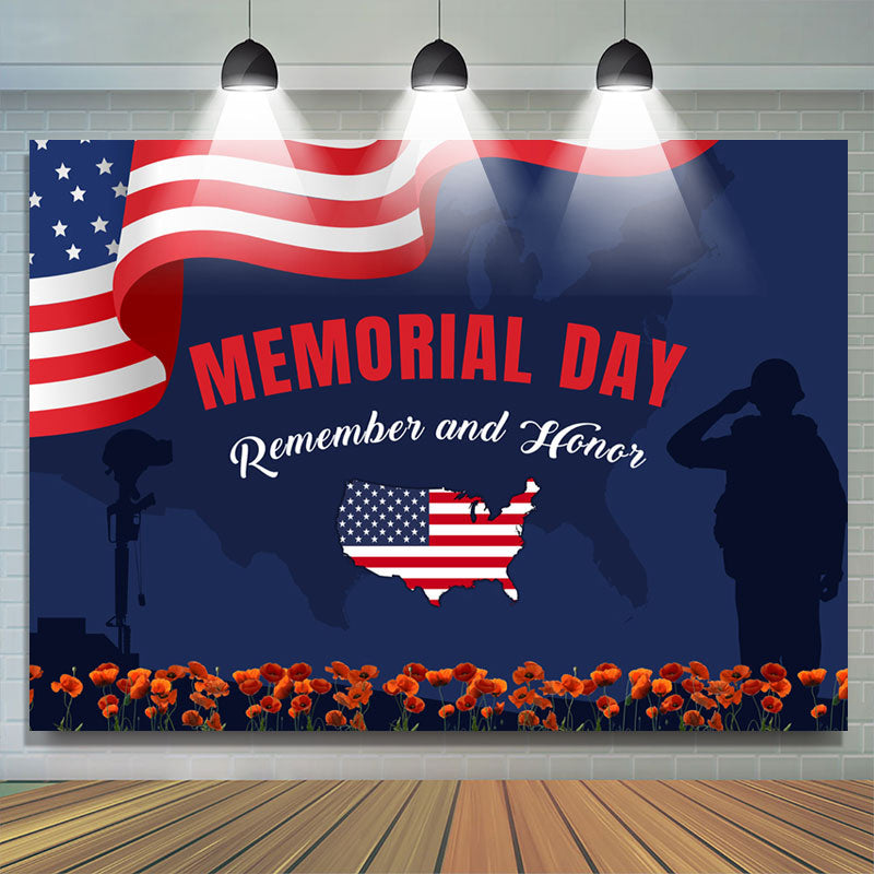 Lofaris American Map Flag Decorations Memorial Day Backdrop