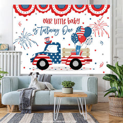 Lofaris American Truck Theme 1st Birthday Backdrop For Boy