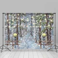 Lofaris Ancient Oil Painting Pine Tree Winter Snow Backdrops
