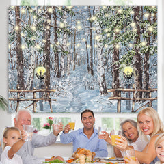 Lofaris Ancient Oil Painting Pine Tree Winter Snow Backdrops