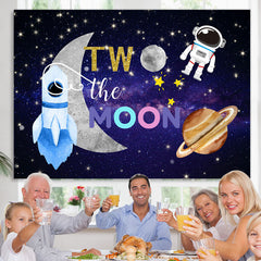 Lofaris Astronaut Space Two The Moon Happy Birthday Backdrop