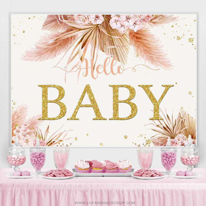 Lofaris Autumn Glitter Flowers Charmful Baby Shower Backdrop