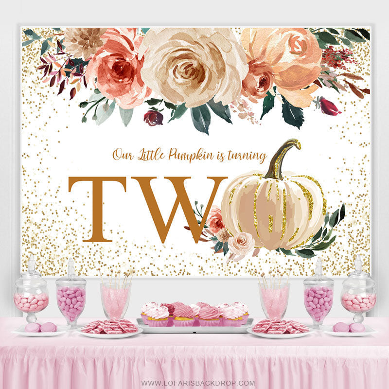 Lofaris Autumn Little Pumpkin Is Turning Two Birthday Backdrop