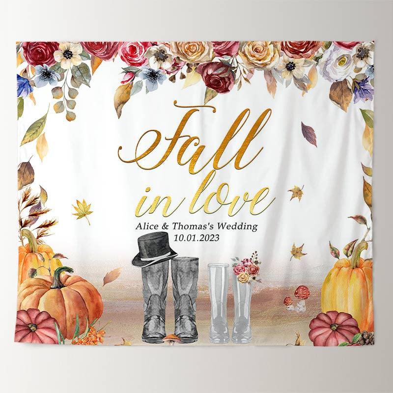 Lofaris Autumn Pumpkin Flowers Fall In Love Wedding Backdrop