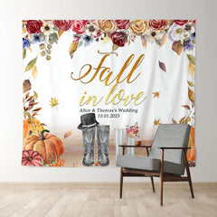 Lofaris Autumn Pumpkin Flowers Fall In Love Wedding Backdrop