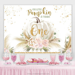 Lofaris Autumn Pumpkin Is Turning One Happy Birthday Backdrop