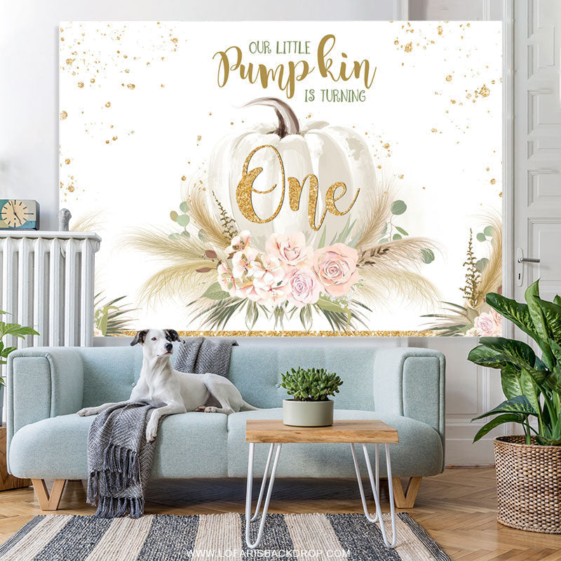 Lofaris Autumn Pumpkin Is Turning One Happy Birthday Backdrop