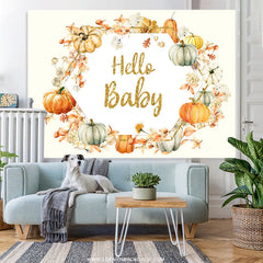 Lofaris Autumn Pumpkin Simple Cute Flower Baby Shower Backdrop