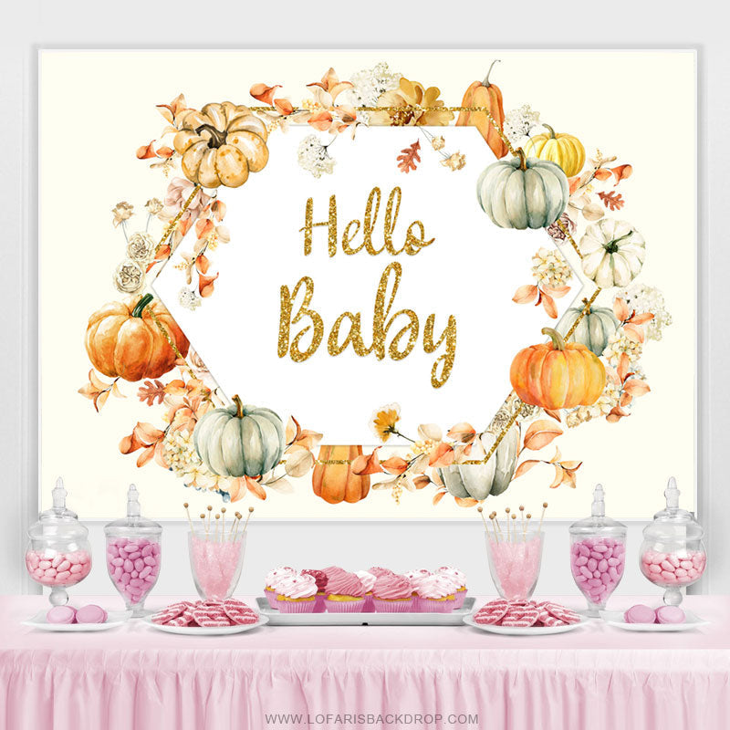 Lofaris Autumn Pumpkin Simple Cute Flower Baby Shower Backdrop