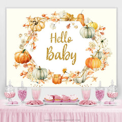 Lofaris Autumn Pumpkin Simple Cute Flower Baby Shower Backdrop