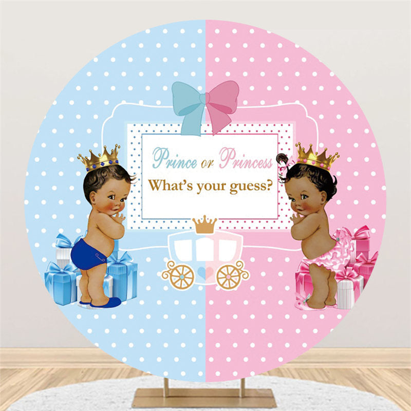 Lofaris Baby Carriage Gender Reveal Round Shower Backdrop
