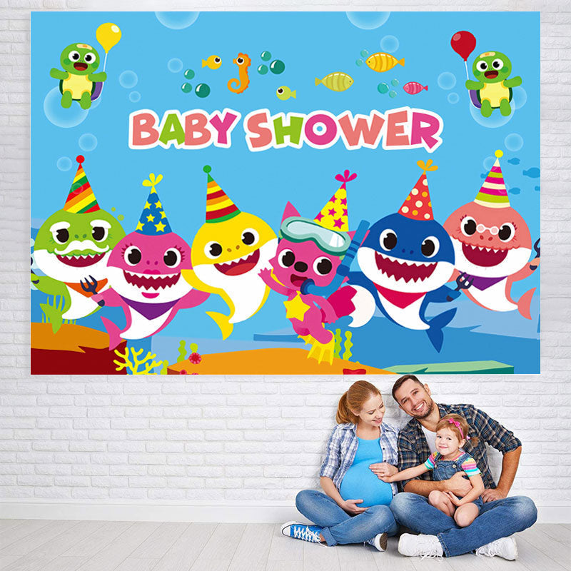 Lofaris Baby Shower Cartoon Theme Shark Undersea Party Backdrop
