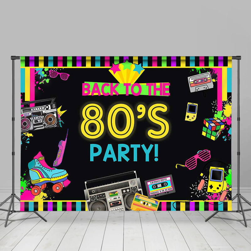 80S Theme Backdrop, 80S And 90S Theme Party Backdrop - 5X3FT(1.5X1M)