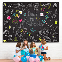 Lofaris Back to School Blackboard Chalk Drawing Kids Backdrop
