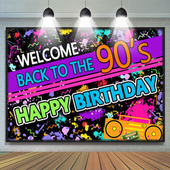 Lofaris Back To The 90S Abstract Themed Happy Birthday Backdrop