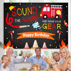 Lofaris Backdrop for Boys Firefighter Happy Birthday