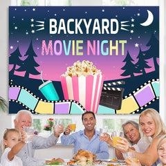 Lofaris Backyard Movie Night With Poporn And Drink Backdrop