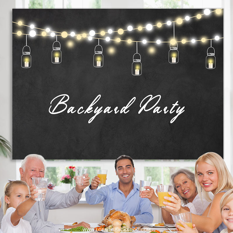 Lofaris Backyard Party Yellow Light Black Backdrop for Event