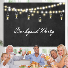 Lofaris Backyard Party Yellow Light Black Backdrop for Event