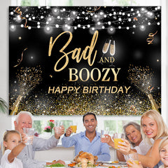 Lofaris Bad and Boozy Black Gold Birthday Backdrop for Man