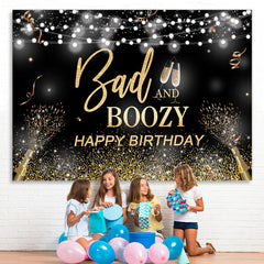 Lofaris Bad and Boozy Black Gold Birthday Backdrop for Man