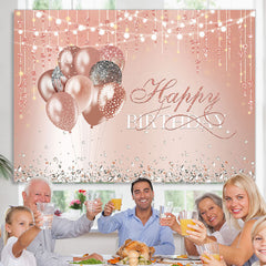 Lofaris Balloon Pink Diamonds Glitter Happy Birthday Backdrop