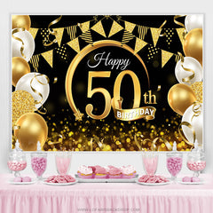 Lofaris Balloon Ribbon With Flag Happy 50Th Birthday Backdrop