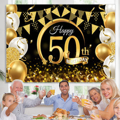 Lofaris Balloon Ribbon With Flag Happy 50Th Birthday Backdrop