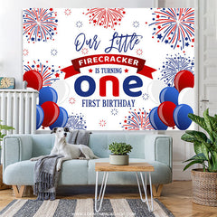 Lofaris Balloons Little Firecracker 1st Birthday Backdrop