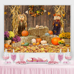 Lofaris Barn Scarecrow Pumpkin and Floral Autumn Backdrop