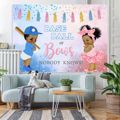 Lofaris Baseball Or Bows Nobody Knows Baby Shower Backdrop