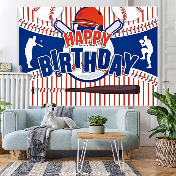 Lofaris Baseball Teens Happy Birthday Backdrop for Boys