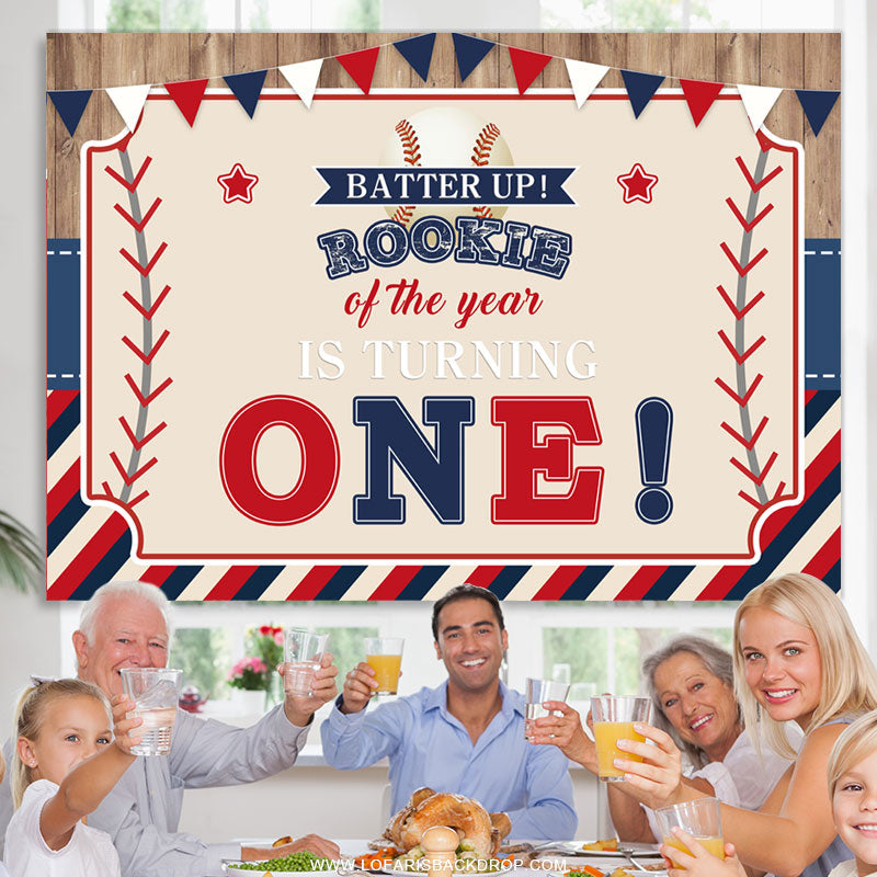 Lofaris Batter Up Rookie Of Year Is Turning One Birthday Backdrop