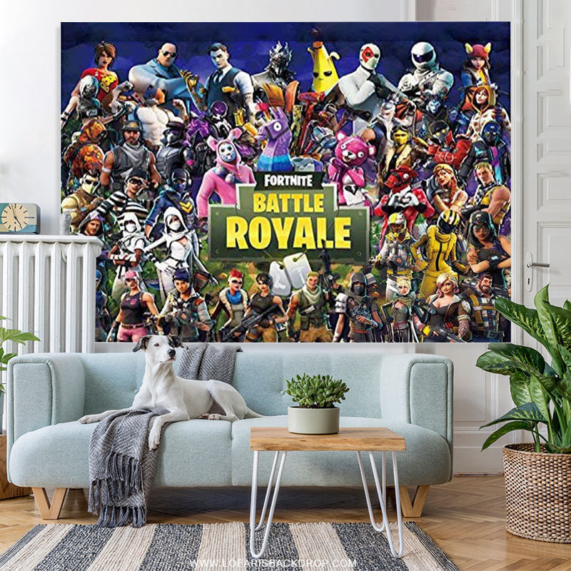 Lofaris Battle Royale Cartoon Character Birthday Party Backdrop