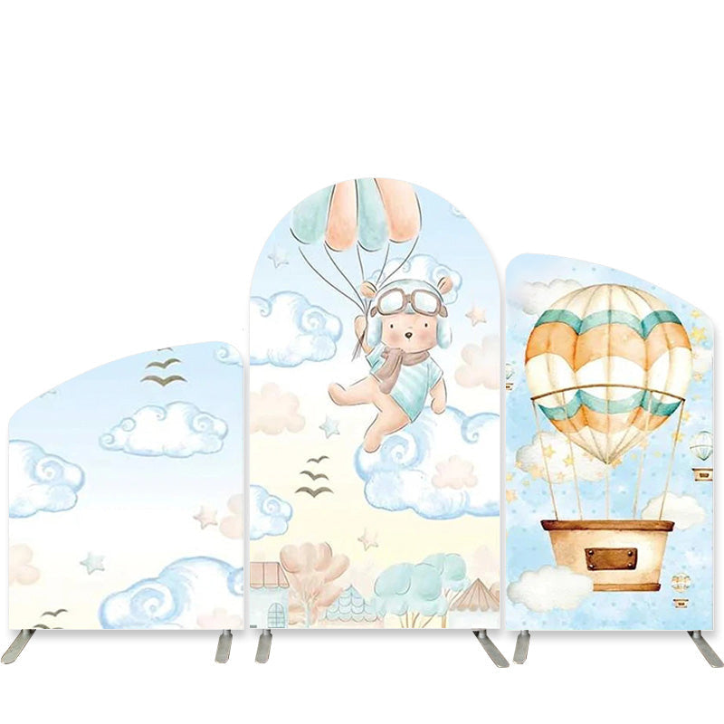 Lofaris Bear Hot Air Balloons Sky Cloud Arch Backdrop Kit