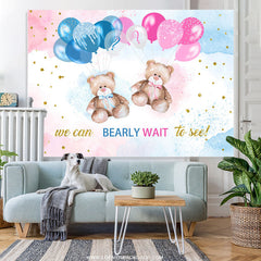 Lofaris Bearly Wait Pink Blue Balloon Gender Reveal Backdrop