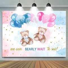 Lofaris Bearly Wait Pink Blue Balloon Gender Reveal Backdrop