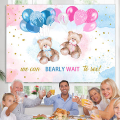 Lofaris Bearly Wait Pink Blue Balloon Gender Reveal Backdrop