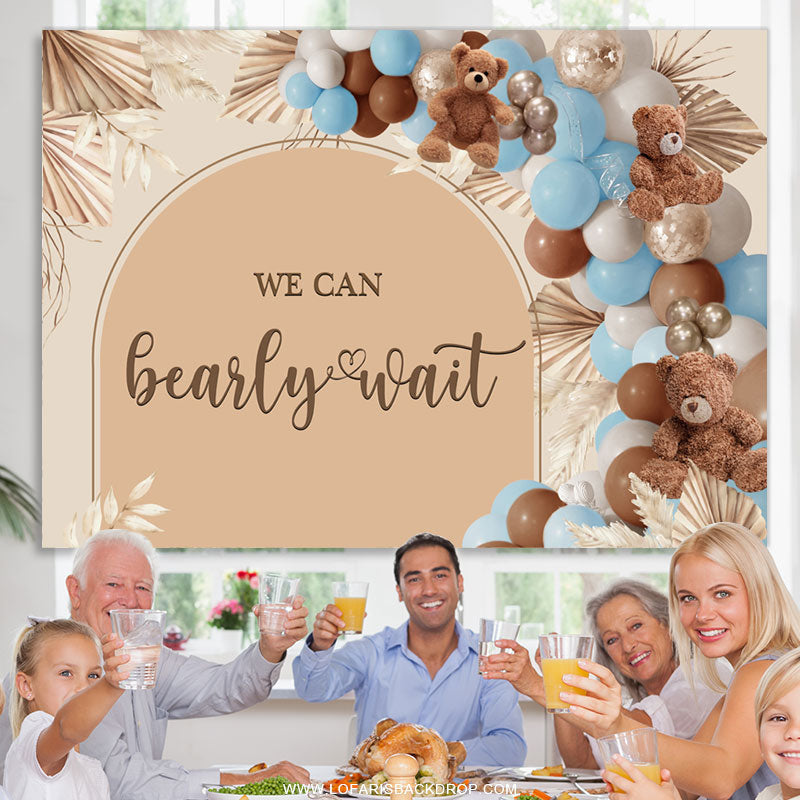 Lofaris Bearly Wait With Balloon Teddy Baby Shower Backdrop