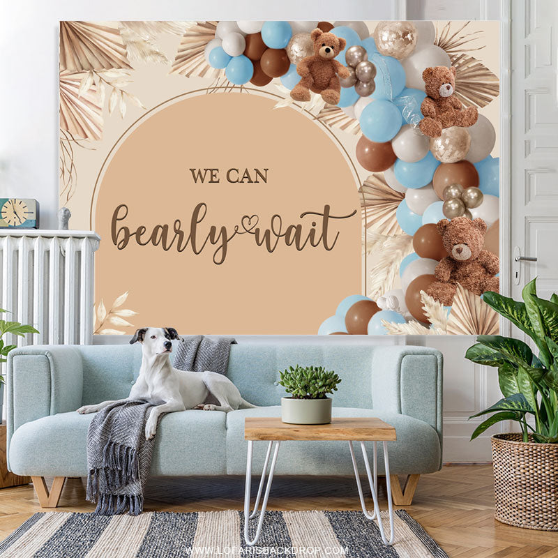 Lofaris Bearly Wait With Balloon Teddy Baby Shower Backdrop