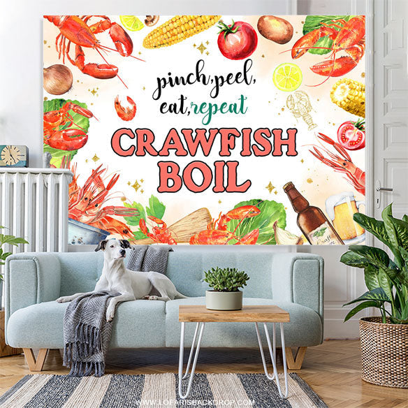 Lofaris Beer Red Crawfish Boil Backdrop For Family Party