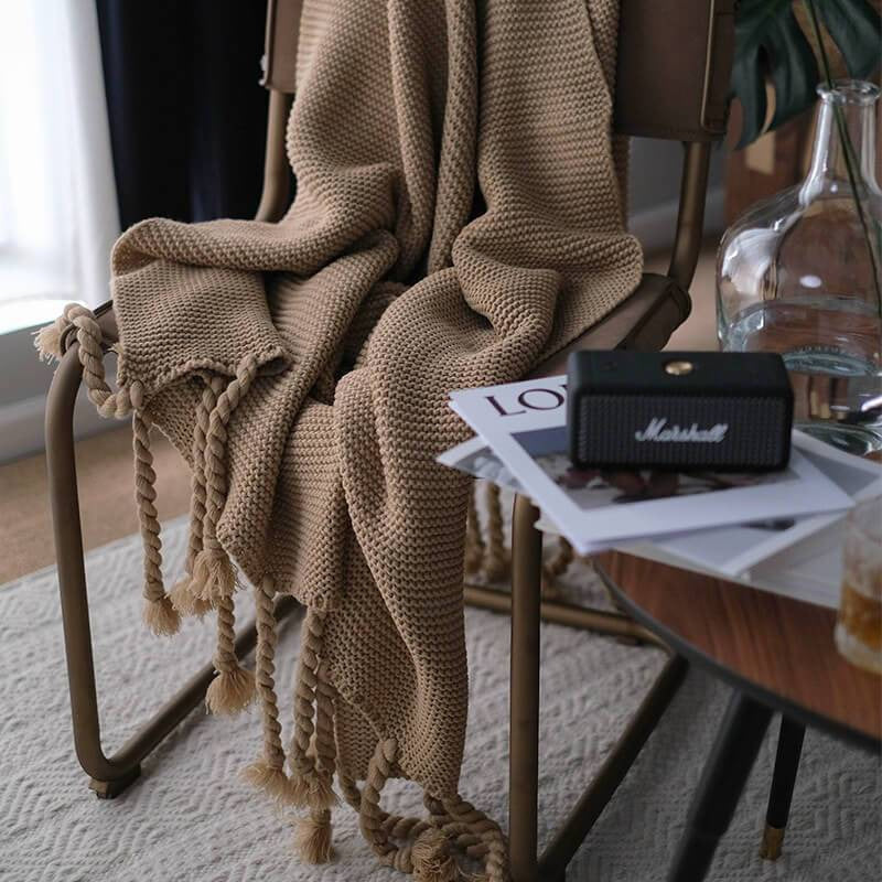 Lofaris Beige Soft Bed Throw Blanket Sofa Versatile