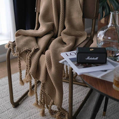Lofaris Beige Soft Bed Throw Blanket Sofa Versatile