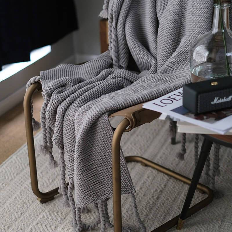 Lofaris Beige Soft Bed Throw Blanket Sofa Versatile