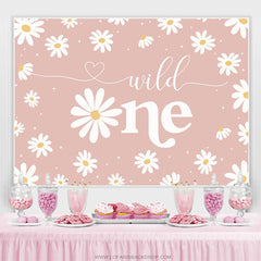 Lofaris Bellis Perennis Pink Theme Happy 1Th Birthday Backdrop