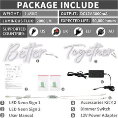 Lofaris Better Together LED Neon Sign Board For Wedding Valentine Party